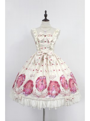 Sweet Vintage Beauty and Beast Print Lolita Jumperskirt