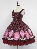 Sweet Vintage Beauty and Beast Print Lolita Jumperskirt Sweet Vintage Beauty and Beast Print Lolita Jumperskirt