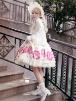 Sweet Vintage Beauty and Beast Print Lolita Jumperskirt Sweet Vintage Beauty and Beast Print Lolita Jumperskirt