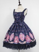 Sweet Vintage Beauty and Beast Print Lolita Jumperskirt Sweet Vintage Beauty and Beast Print Lolita Jumperskirt