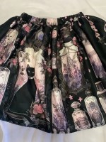 Black Cat Colorful Window printed Gothic half skirt