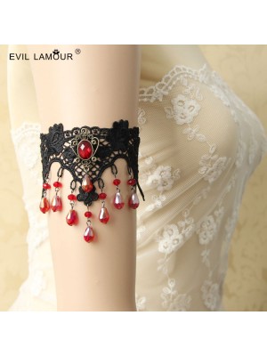 Black Race Red Crystal Armband