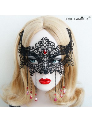 Black Lace Red Diamond Mask