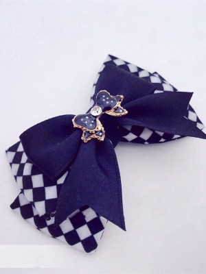 Black and White Grids Bow Hair Clip