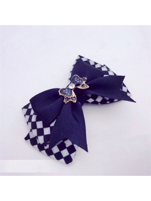 Black and White Grids Bow Hair Clip