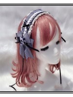 Black and White Grids Lolita Lace Hair Band