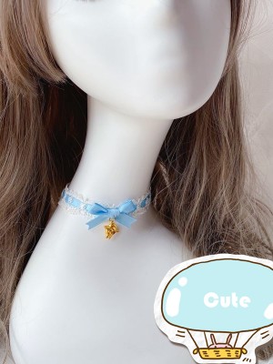 Blue Bow Lace Choker Necklace