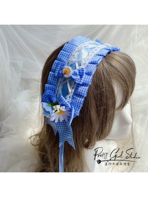 Blue Flower KC with Artificial Pearl Chain