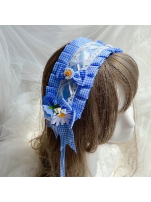 Blue Hair Band with Flowers