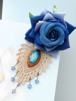 Blue Lace Man-made Crystal Handmade Brooch