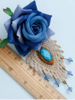 Blue Lace Man-made Crystal Handmade Brooch