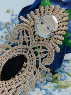 Blue Lace Man-made Crystal Handmade Brooch