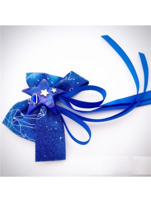 Blue Star Starry Sky Hair Clip with Ribbons