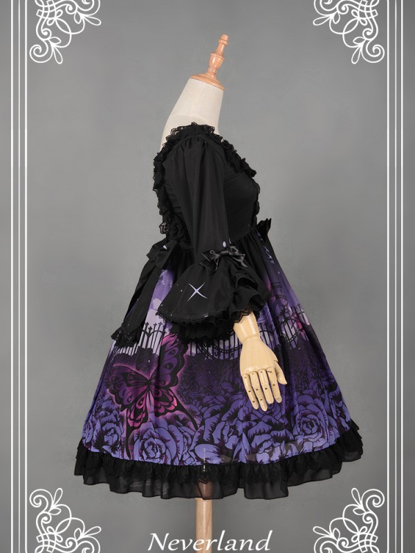 Dark Gothic Printed Lolita Dress Butterfly Cemetery One Piece Dark Gothic Printed Lolita Dress Butterfly Cemetery One Piece