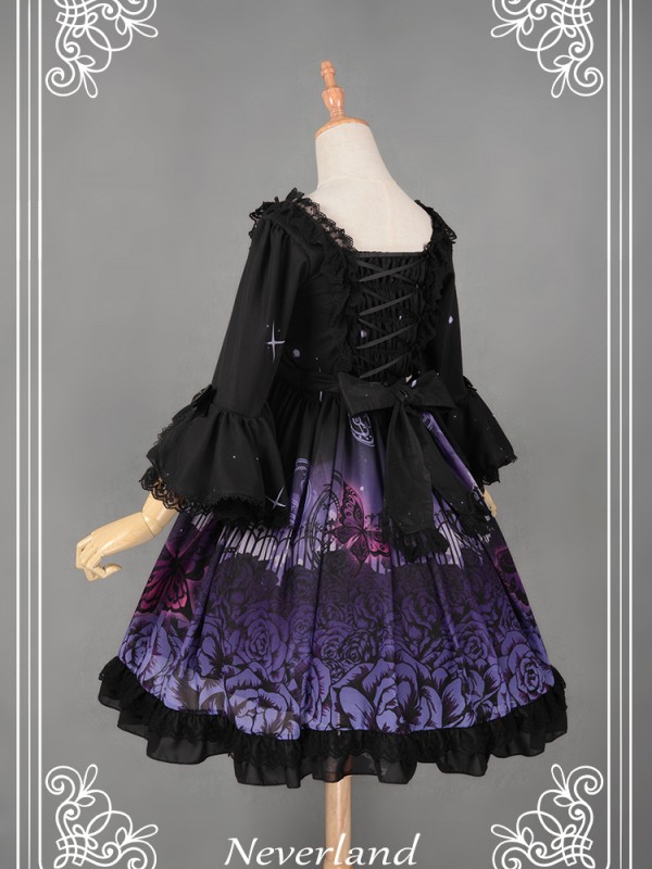 Dark Gothic Printed Lolita Dress Butterfly Cemetery One Piece Dark Gothic Printed Lolita Dress Butterfly Cemetery One Piece