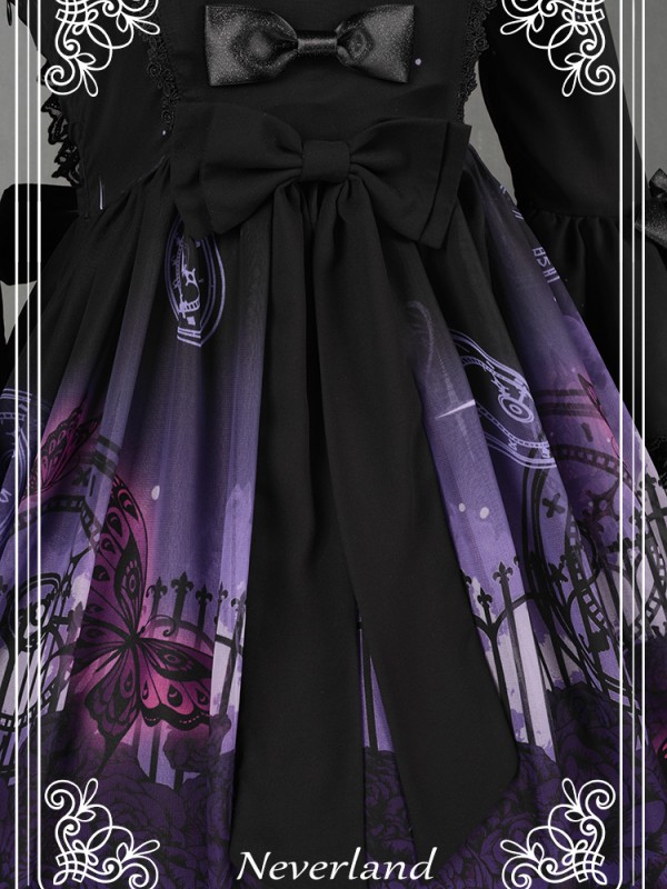 Dark Gothic Printed Lolita Dress Butterfly Cemetery One Piece Dark Gothic Printed Lolita Dress Butterfly Cemetery One Piece