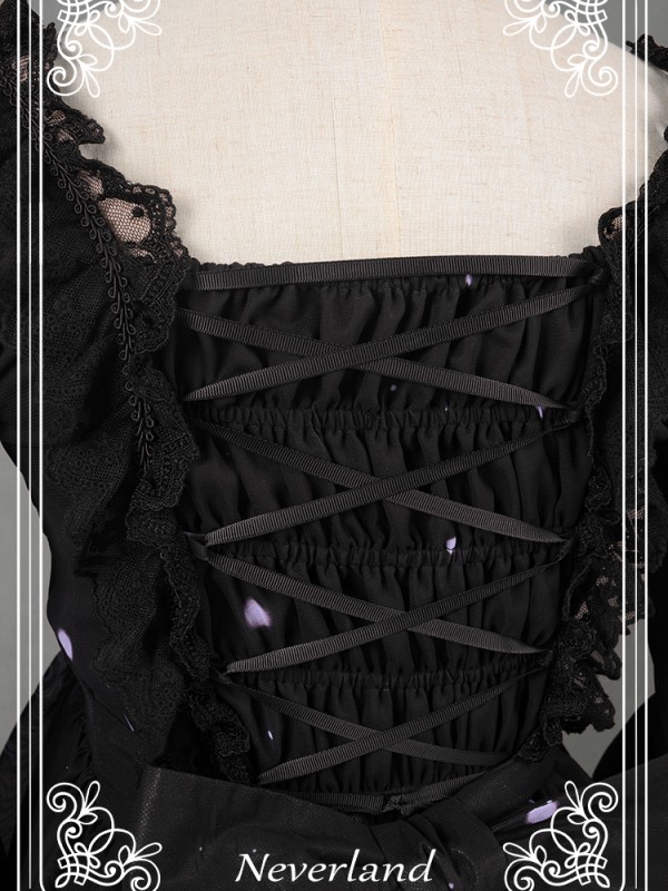 Dark Gothic Printed Lolita Dress Butterfly Cemetery One Piece Dark Gothic Printed Lolita Dress Butterfly Cemetery One Piece