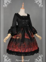 Dark Gothic Printed Lolita Dress Butterfly Cemetery One Piece Dark Gothic Printed Lolita Dress Butterfly Cemetery One Piece