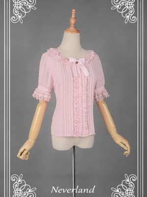 Cannele Chiffon Short Sleeve Blouse