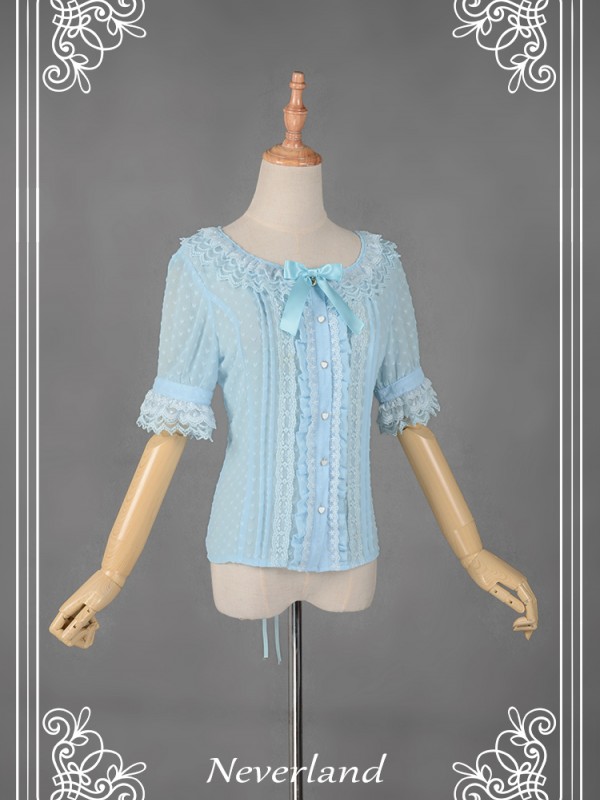 Cannele Chiffon Short Sleeve Blouse