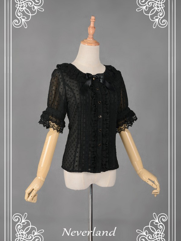 Cannele Chiffon Short Sleeve Blouse Cannele Chiffon Short Sleeve Blouse