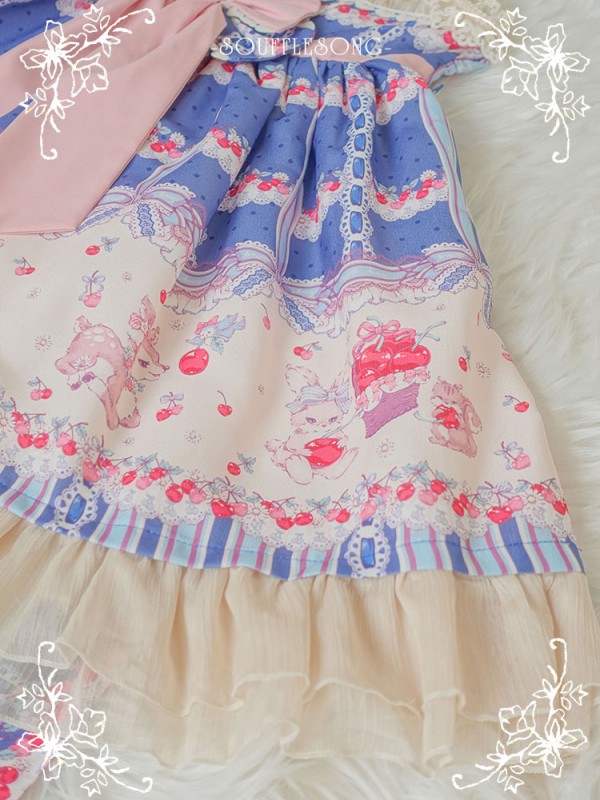 Cherry Deer Kids' Cute Sweet Print Dress JSK Cherry Deer Kids' Cute Sweet Print Dress JSK