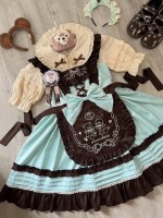 Chocolate cake sweet and cute embroidered suspender dress