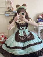 Chocolate cake sweet and cute embroidered suspender dress