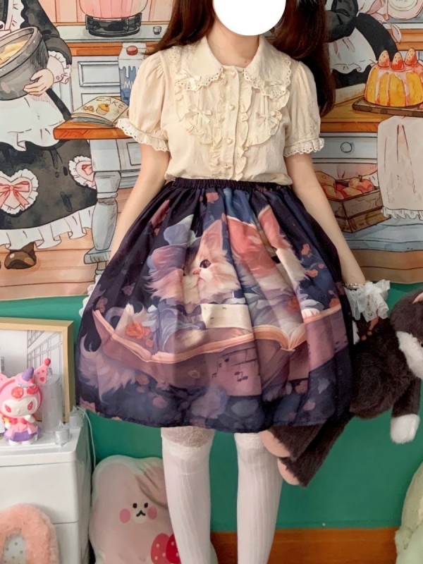 Choir Cat Gothic printed skirt