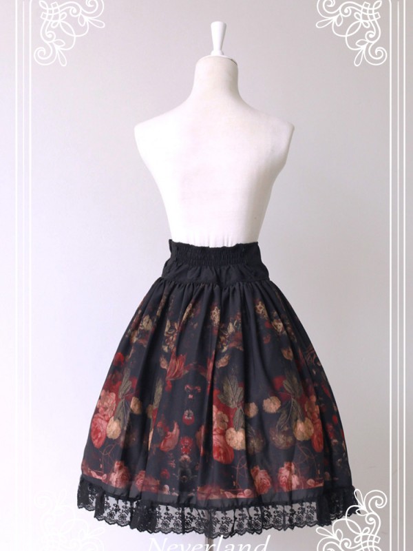 Flower-choosing Girl High-waisted Skirt