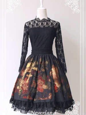 Flower-choosing Girl Long Sleeve Eyelash Lace One-piece