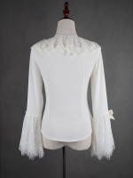 Flower-choosing Girl  Eyelash Lace Tight Trumpet Sleeve Blouse