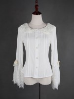 Flower-choosing Girl  Eyelash Lace Tight Trumpet Sleeve Blouse