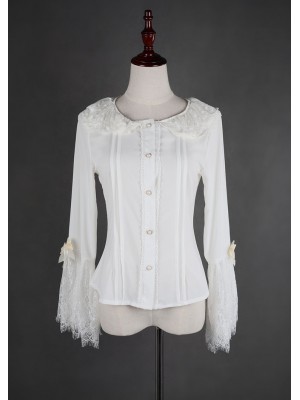 Flower-choosing Girl  Eyelash Lace Tight Trumpet Sleeve Blouse