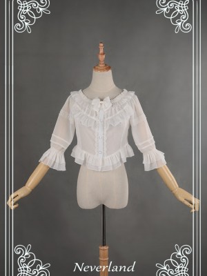 Chord Of Summer Wrinkled Silk  Short Blouse