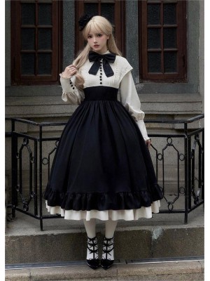 【Christine】~lolita dress~Rose embroidery Tight wait Large skirt~Onepiece