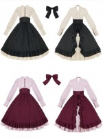 【Christine】~lolita dress~Rose embroidery Tight wait Large skirt~Onepiece