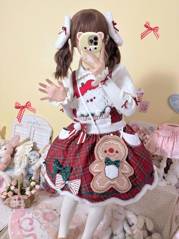 【Christmas Dog】Chai Huhu's Original Autumn and Winter Atmosphere Gingerbread Man Salopetee