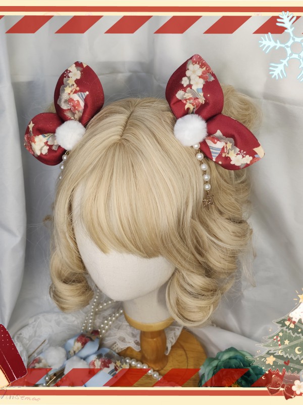 Christmas Sheep Bow Rabbit Ear Hair Clip