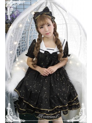Sweet and Cute Japanese Style Lolita Constellation Sailor Collar One-piece OP