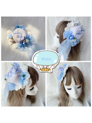 Cute Blue Flower Mini Top Hat