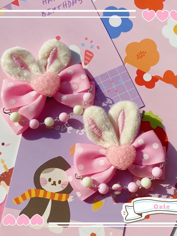 Cute Bunny Ears Chain Hair Clip