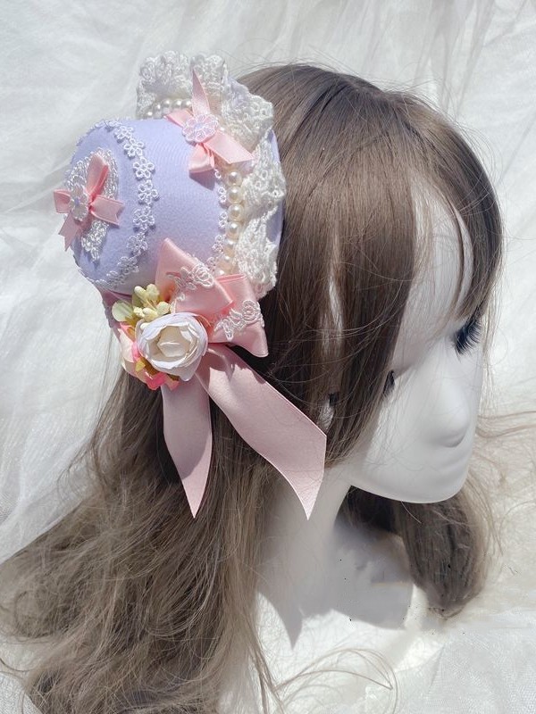 Cute Lolita Mini Top Hat with Flower Cute Lolita Mini Top Hat with Flower