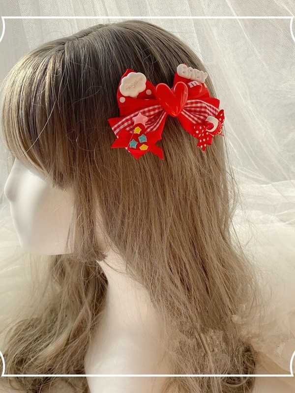 Cute Red Heart Bowknot Hair Clip Cute Red Heart Bowknot Hair Clip
