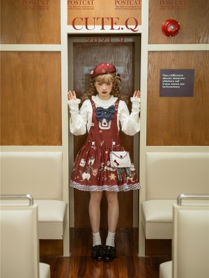 Cute.Q - Post Cat Suspender Skirt