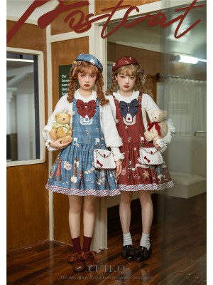 Cute.Q - Post Cat Suspender Skirt