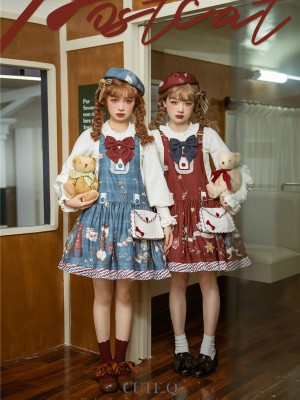 Cute.Q - Post Cat Suspender Skirt