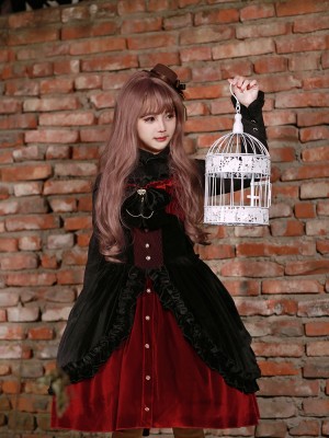 Vintage Dark Night Prayer velvet Lolita Jumperskirt