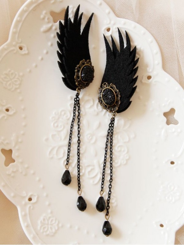 Dark Wings Fringe Earings