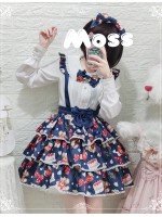 Eieyomi - Strawberry Cake Bear Suspender Skirt